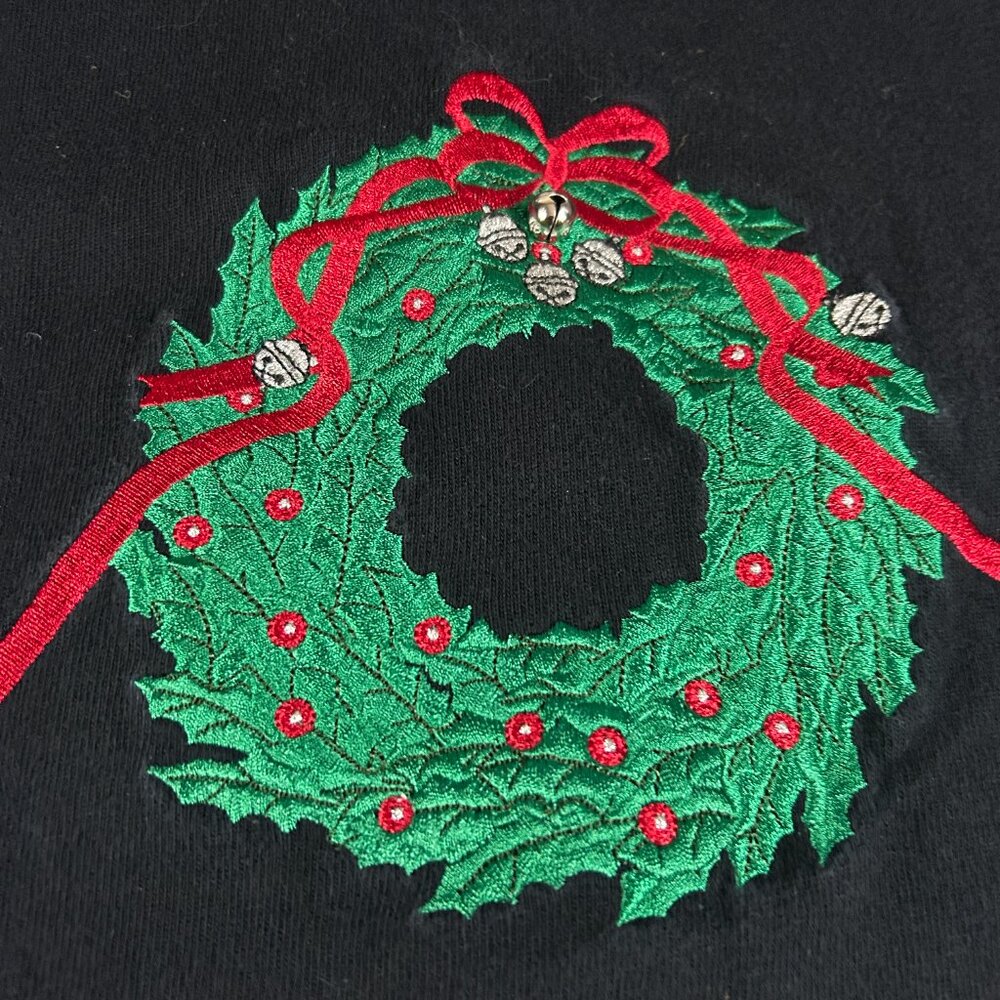 Vtg Westbound Christmas Black Jumper Dress Sz M Maxi Bells Cottagecore 90's - Picture 5 of 10